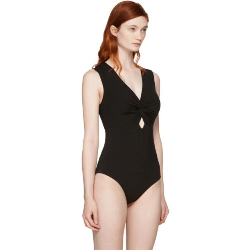 T by Alexander Wang Twist Knot Front Bodysuit Black Modal jersey‎ Size XS